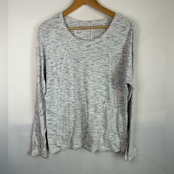 Lululemon Set To Sweat Long Sleeve Size 10 Tiger Space Dye Hail White - Picture 1 of 4